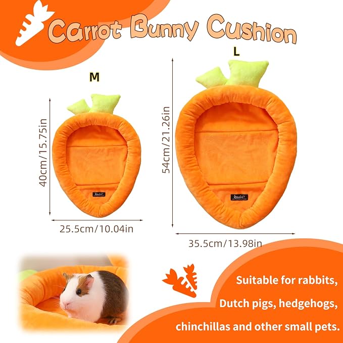 Bunny Bed Rabbit Bed Carrot Shape Bunny Beds Soft Comfortable Rabbits Beds Machine Washable Indoor Guinea Pig Bed Cute Small Animal Bed for Guinea Pig Chinchilla Ferret Squirrel Hedgehog (Large)