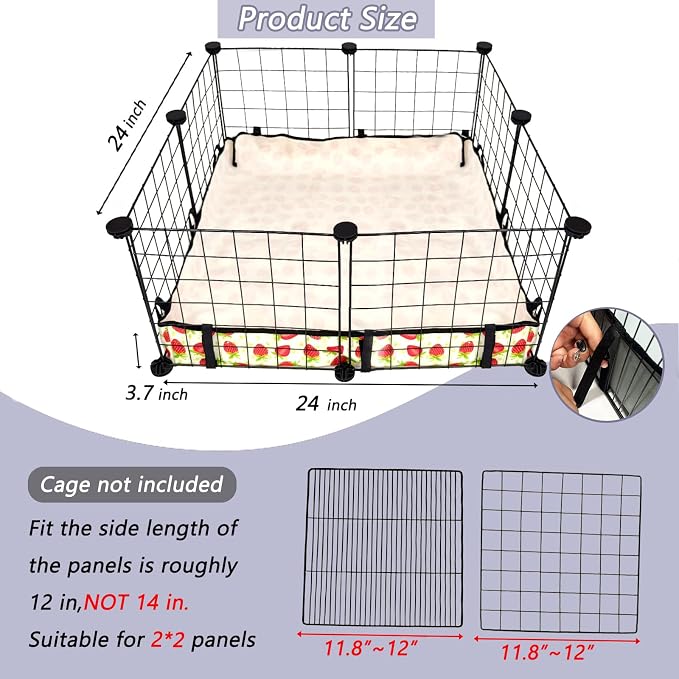 Guinea Pig Cage Liner，Washable Waterproof Oxford Cloth Cage Liners for Small Animals,Hamster Chinchilla Hedgehog Rabbit and Other Small Animals Not Include Cage(24x24 inches)