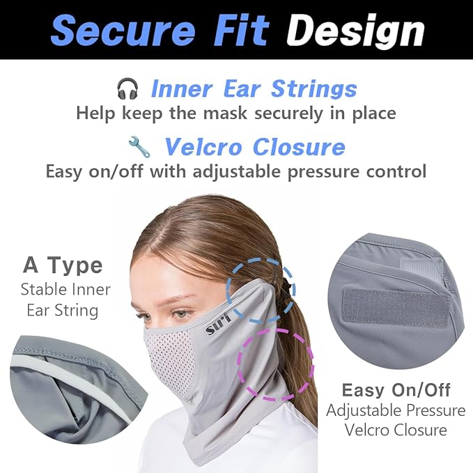 KOREA (Type A) UV Sun Protection Balaclava Half Face Mask - For Golf, Hiking, Running, Cycling & Outdoor Sports