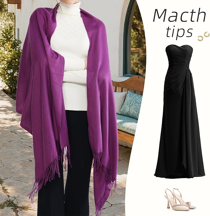 RIIQIICHY Women's Scarf Pashmina Shawls and Wraps for Evening Dress Bridesmaid Wedding Bridal Winter Warm Long Large Scarves