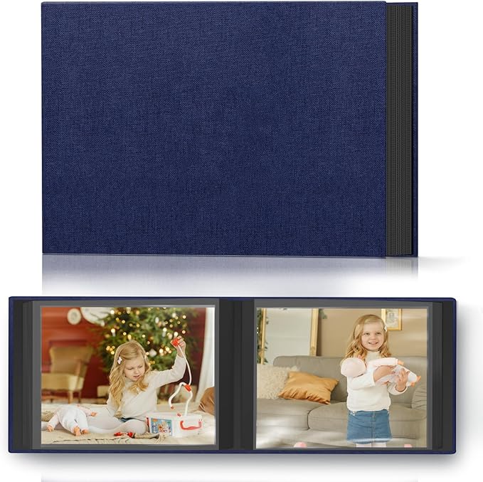 Popotop Photo Album 4x6 48 Pockets for Wedding Gifts,Linen Hardcover Picture Albums for Family Anniversary Baby Vacation Pictures