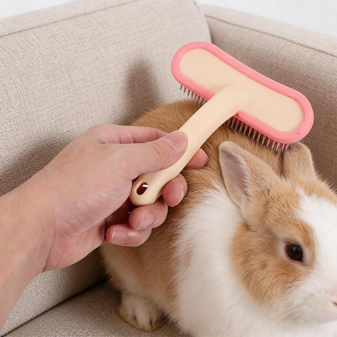 ABOOFAN Silicone Grooming Brush for Bunny and Small Pets with Soft Bristles, Easy Hair Removal and Hygienic Bath Cleaning Comb for Guinea Pigs, Rabbits, and Ferrets, User-friendly Design
