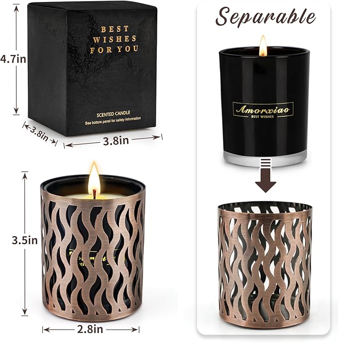 6 Pack Scented Candles Set, Men Candle Set, Gift for Men, 3 Pack Candles for Home with 3 Candle Holders, 120 Hour Soy Wax Aromatherapy Candle, Birthday Present Gifts for Dad with Gift Box