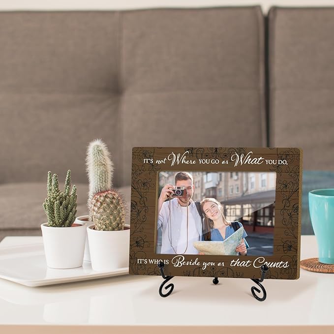 Wood Photo Frame Inspirational Gifts for Women, Men & Friends - Couples & Family Gifts - 4 x 6 Picture Frame for Home, Office & Holiday Decor