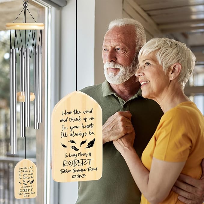 Personalized Memorial Wind Chimes, Sympathy Gifts for Loss of Loved One, Bereavement/Condolence/Remembrance/Memorial Gifts for Loss of Mother, Father or Loved One - Think of Me
