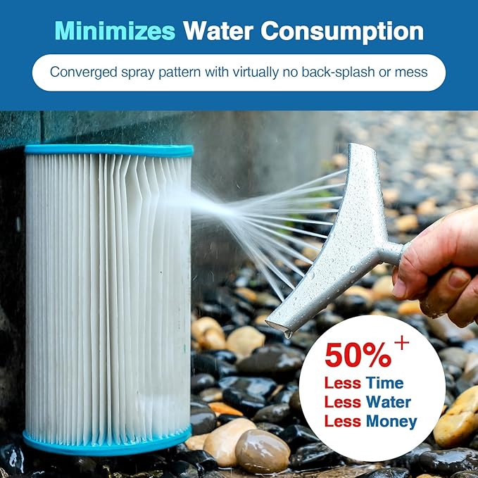 Premium Pool & Spa Filter Cartridge Cleaner, Removes Debris & Dirt from Pool Filters in Seconds, Heavy Duty & Durable Pool Cartridge Filter Cleaner, Filter Cleaning Wand Tool for Hot Tub