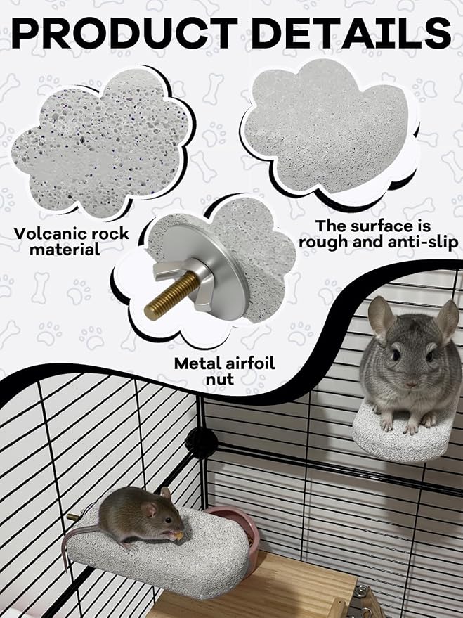 Chinchilla Lava Ledges Rat Climbing Platform 6 Pack Pumice Ledge Shelf Pet Chewing Grinding Toys Small Animals Cage Accessories for Totoro Squirrel Guinea Pig Hamster Gray