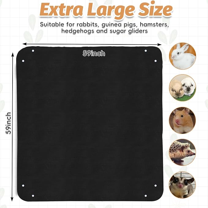PINVNBY 59"x59" Thickening Waterproof Pet Playpen Mat, Guinea Pig Cage Liner Washable Tarp Bottom Reusable Base for Rabbits, Bunny, Ferrets and Other Small Animals, 1 PCS