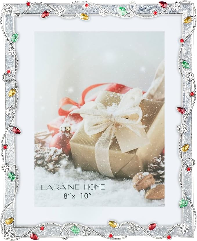 LARAINE Picture Photo Frame 8x10 Metal 2025 Christmas High Definition Display Pictures for Tabletop Home Decorative Holiday Gift (Silver,8x10)