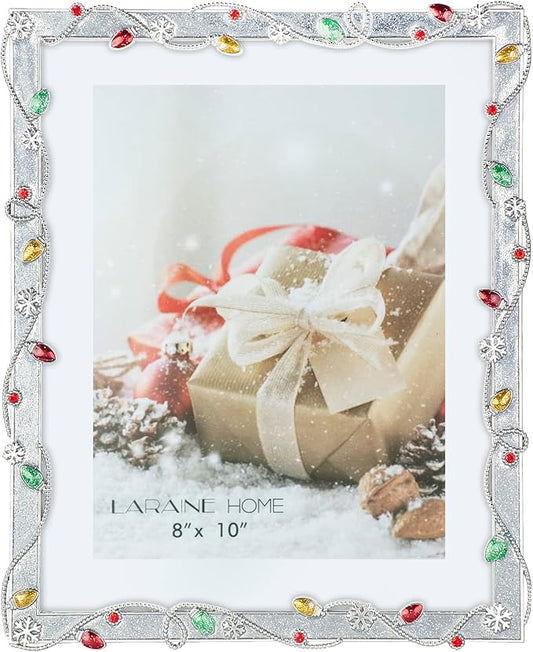 LARAINE Picture Photo Frame 8x10 Metal 2025 Christmas High Definition Display Pictures for Tabletop Home Decorative Holiday Gift (Silver,8x10)