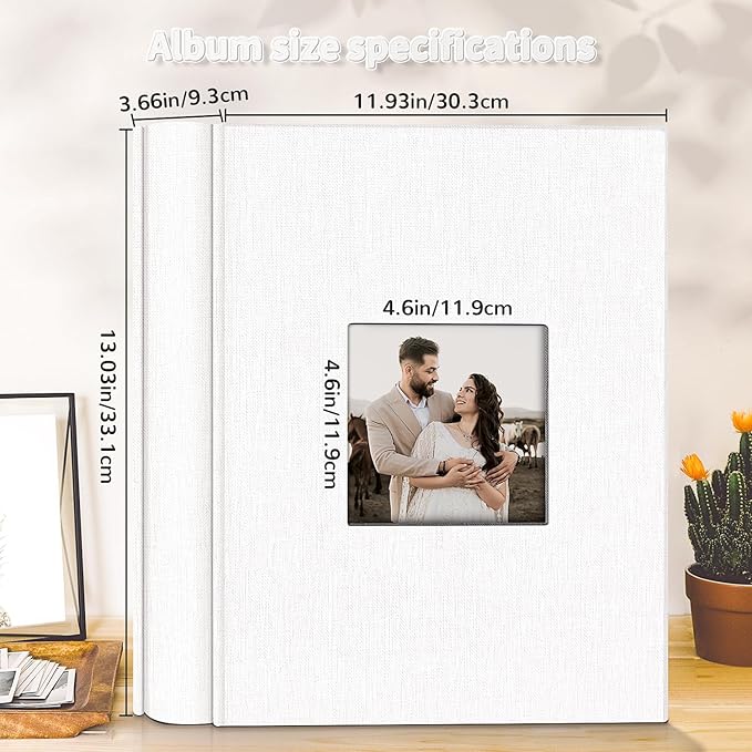 Photo Album 4x6 with 1000 Pockets,Slip-in Picture Albums,Linen Cover Memory Book with Front Window,White Page Vertical Photo Book for Wedding,Family,Anniversare,Baby,Vacation