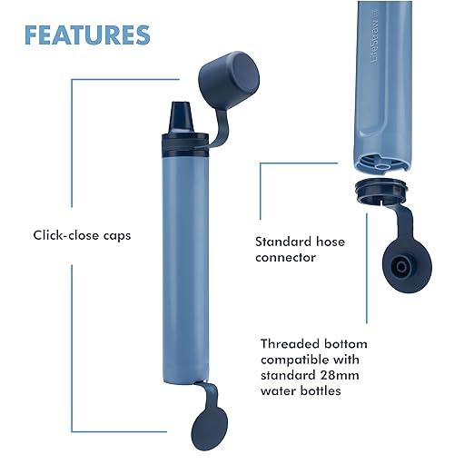 LifeStraw Peak Series - Personal Water Filter Straw for Backup Filtration, Emergency, Survival, and Ultralight Hydration, Dark Mountain Gray, 2 Pack