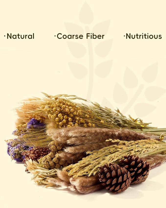 BUCATSTATE Natural Hamster Bedding Flowers & Herbs & Sprays | For Cage Habitat Decor - Treat Cereal Grain for Dwarf Syrian Gerbils, Mice, Rat, Forage, Enrichment (54PCS)