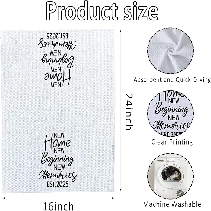 Kitchen Towels Housewarming Gifts for Friends,New Home New Memories Kitchen Tea Towels Gifts for Homeowners (24 x 16 in)