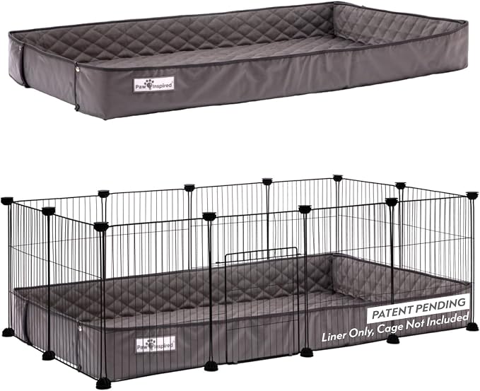 Paw Inspired Critter Box Cage Liner, Raised Sides, C&C 2x4 (12 Inch Grids) | Washable Fleece Bedding for Guinea Pigs Rabbits, Hamsters, Small Animals, Edge Protected Pee Pads