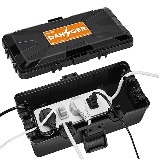 Blumway Medium Outdoor Electrical Box (10 x 5.9 x 3.7 inch), IP54 Waterproof Outdoor Outlet Covers Weatherproof,Fluorescent Label,Covers Protect Outlet,Plug,Power Strip,Timer,Socket,Holiday Light