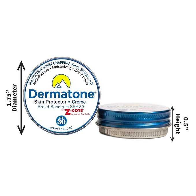 Dermatone Skin Protection Balm w/Zinc SPF 30 | Moisturizing Creme Stocking Stuffer | Heals & Repairs Dry Skin | Advanved Therapy Lips and Face Repair | 2-Pack, 0.5 oz tins