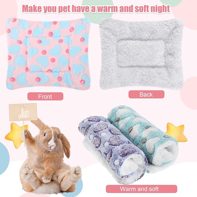 Jetec 3 Pcs Guinea Pig Beds, Fleece Small Animal Mats, Heart, Purple | 10 x 11 in Soft Double Sided Fleece Pad for Rabbit, Hamster, Chinchilla, Rat, Warm Hideout, Cozy Small Animal Cage Bed