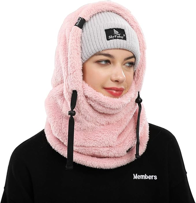 Shy Velvet Balaclava Wind-Resistant Winter Face Mask,Fleece Ski Mask for Men and Women,Warm Face Cover Hat Cap Scarf
