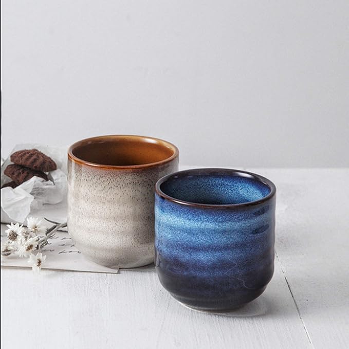 Japanese Style Ceramic Tea Set, Tea Cup, Coffee Cup, Yerba Mate Set, Ceramic Mate Cup Set of 4 (4 colors)