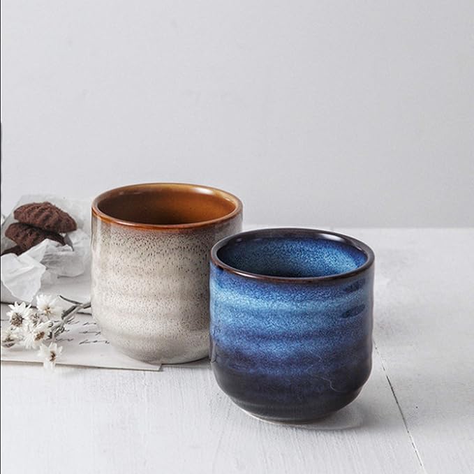 Japanese Style Ceramic Tea Set, Tea Cup, Coffee Cup, Yerba Mate Set, Ceramic Mate Cup Set of 4 (cream-colored)