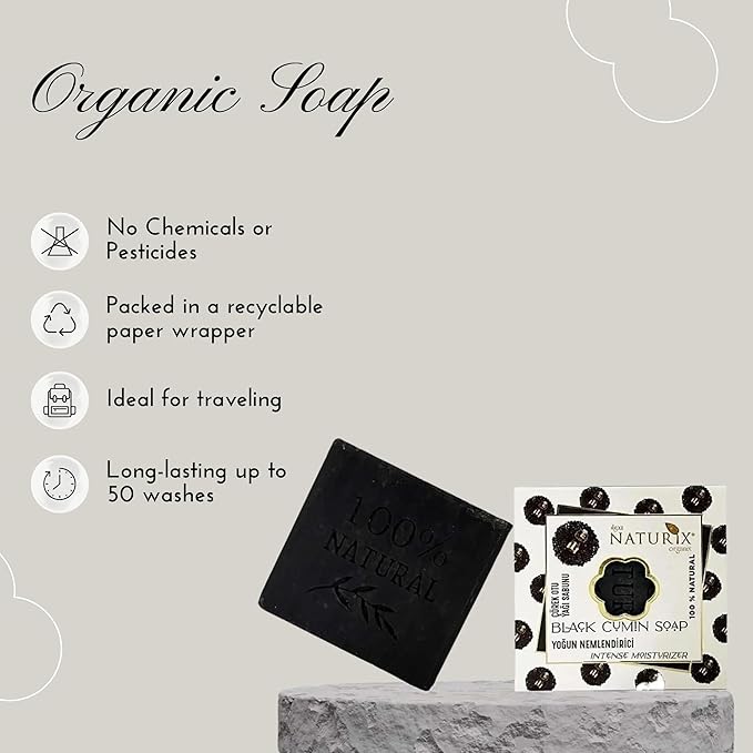 Organic Bar Soap Moisturizing Soap Made from Natural Oil | Hair Hand Face Body Bath Wash | Skin Care Cleanser Shampoo (Black Cumin)