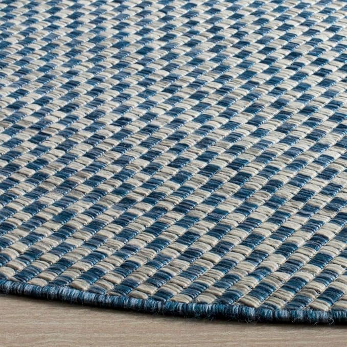 SAFAVIEH Courtyard Collection 4' Round Blue/Grey CY8653 Indoor/ Outside Waterproof Easy cleansingPatio Backyard Mudroom Area Mat