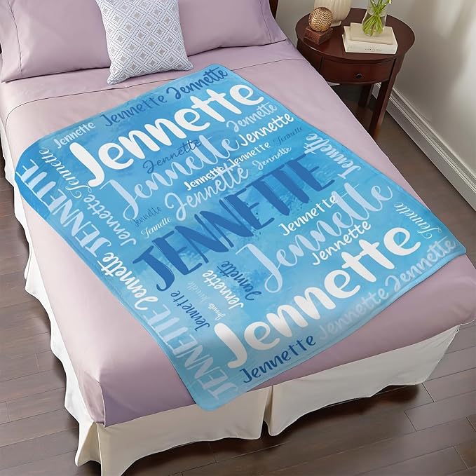 Personalized Custom Baby Blanket with Name for Girls Boys Kids Customized Flannel Blanket for Bed Nursery Room Baby Stroller