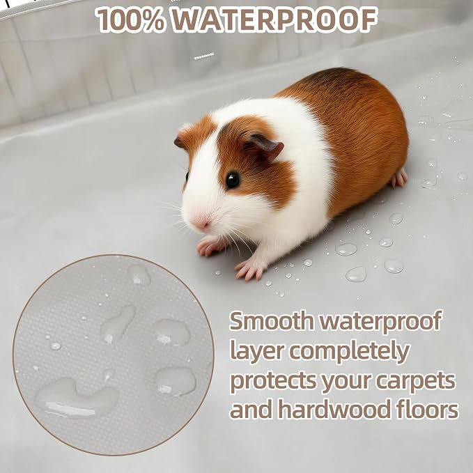 Guinea Pig Cage Liner, 36"x24" Waterproof Bottom Tarp | Fits Midwest & DIY Enclosures, Washable 600D Oxford Fabric, 4" Raised Sides, Base for Rabbits, Small Animals