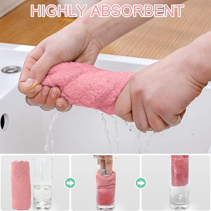 12 Pack Kitchen Cloth Dish Towels, 12x12 inch Soft Premium Dishcloths, Absorbent Microfiber Cleaning Cloth for Cleaning Dishes, Kitchen, Bathroom, Car