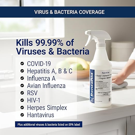 Pro Mold Killer Fungicide Disinfectant including Aspergillus Niger (Black Mold) H5N1 Pack | Multi-Purpose Fungicide, Mildewstat, Disinfectant, Virucide | EPA Reg. 1 Gal + 32 oz.