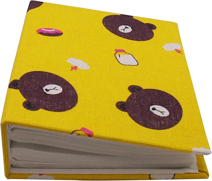 Small Photo Album for Kids, 100 Pockets 4x6 Bookshelf Baby Picture Album, Slip-in Linen Cover Photo Book for Family(Bear)