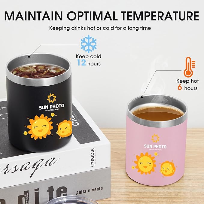 Personalized Custom Tumbler Print in USA 12oz 50Pcs Stainless Steel Travel Coffee Cup with Lid & Straw Double Wall Insulated Mug With Colorful Text Logo Photo