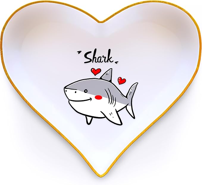Shark Ring Holder Dish Tray, Gifts For Women Teens Girls, Shark Lovers Themed Stuff Accessories Things Decor Merch, Home Room Ring Earrings Necklace Organizer Holder!