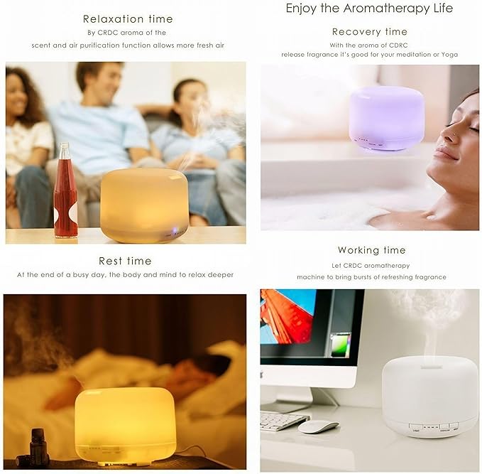 EcoGecko Mr Mister 1000ML Ultrasonic Aromatherapy Essential Oil Air Diffuser, Cool Mist Humidifer with 7 Color LED Light, Waterless Auto Shut-Off