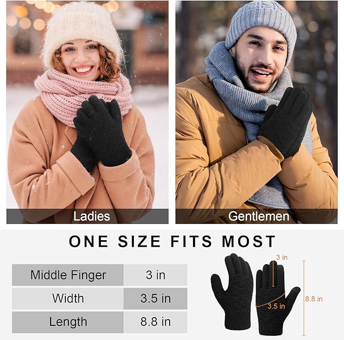 Trifabricy Winter Gloves for Women, Warm Fleece Lined Womens Gloves, Knit Glove for Women, Touchscreen Glove for Cold Weather