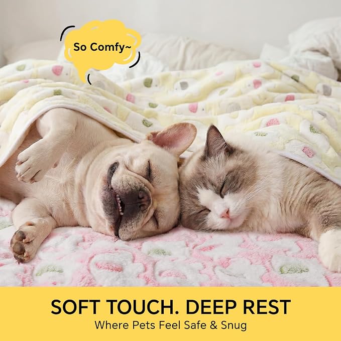 Luciphia 3 Pack Cute Dog Blankets Soft Fleece for Small Puppy Cat,41"x31" | Fuzzy Flannel Small Pet Blanket Washable, Cute Elephant Print for Crate Car Bed. Puppy Essential,Cat Stuff Gifts,Large