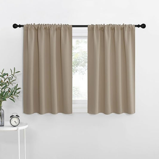NICETOWN Blackout Curtains for RV Windows, Taupe, 29" by 20", 2 Panels, Room Darkening Window Curtain Panels, Easy-Care Solid Thermal Insulated Draperies/Drapes for Daughter Room