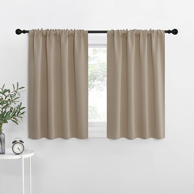 NICETOWN RV Blackout Curtains for Camper Windows, Taupe, 29" Wide by 40" Long, 2 PCs, Short Blackout Curtains & Drapes, Thermal Insulated Blackout Curtain Panels for Kids Room, Play Room