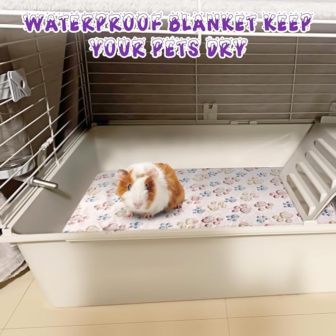 YUEPET Guinea Pig Blankets 3 Pack, Waterproof-Backed Fleece Liners, S | Guinea Pig Fleece Cage Liners, Waterproof Backing, Washable mats, Soft Fleece Surface, 23 x 16 in