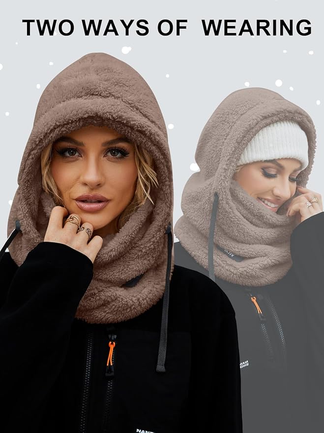 Balaclava Fleece Ski Mask for Men Women Winter Face Masks Windproof Hooded Scarf Cold Weather Hat Neck Warmer