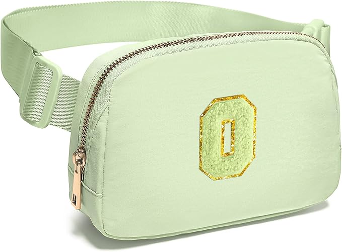 Gitus Gifts for 8 9 10 11 12 Year Old Girls Belt Bag Fanny Pack Crossbody Bags with Initial Letter Patch Cute Stuff Birthday Gifts for Teen Girls Women Personalized Trend Stuff (Light Green-O)