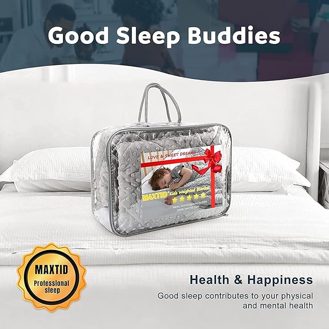 MAXTID Weighted Blanket for Kids Reversible Heavy Blankets Washable Weighted Blanket Design for Boy (Grey 4lbs 36x48 inches)