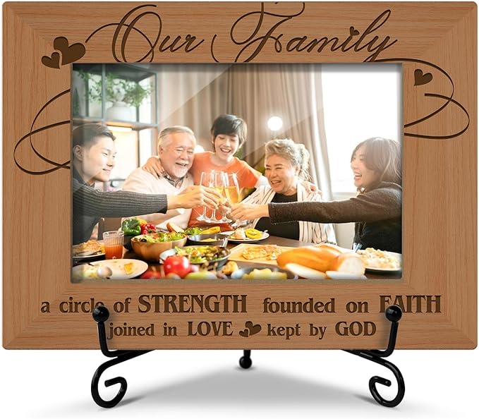 Family Gifts - Family Frame Wooden Photo Frame, Gifts For Christmas Halloween Tabletop Display 4x6 Photo Home Decor Party Decor Rustic Picture Frames With Stand for Mother Father Grandparents -21