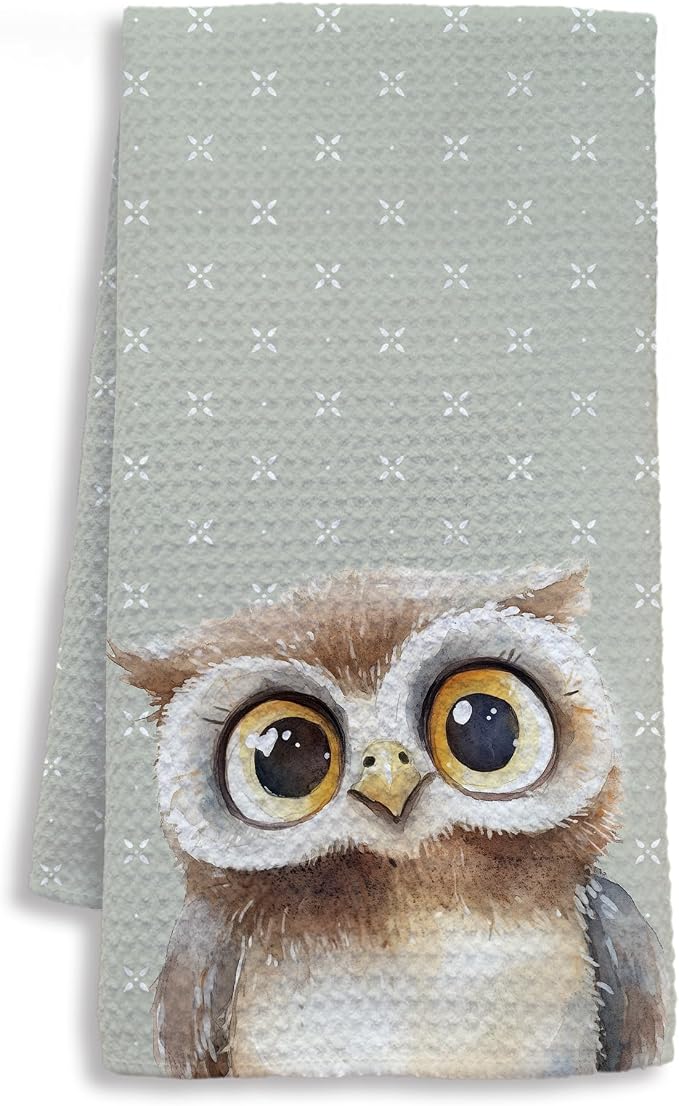 Cute Owl Bathroom Hand Towels, Kids Bathroom Decor, Gifts for Owl Lovers, Forest Animal Nursery Decorative Hand Towels for Kids Bath Room Washroom Toilet, 16x24 Inch