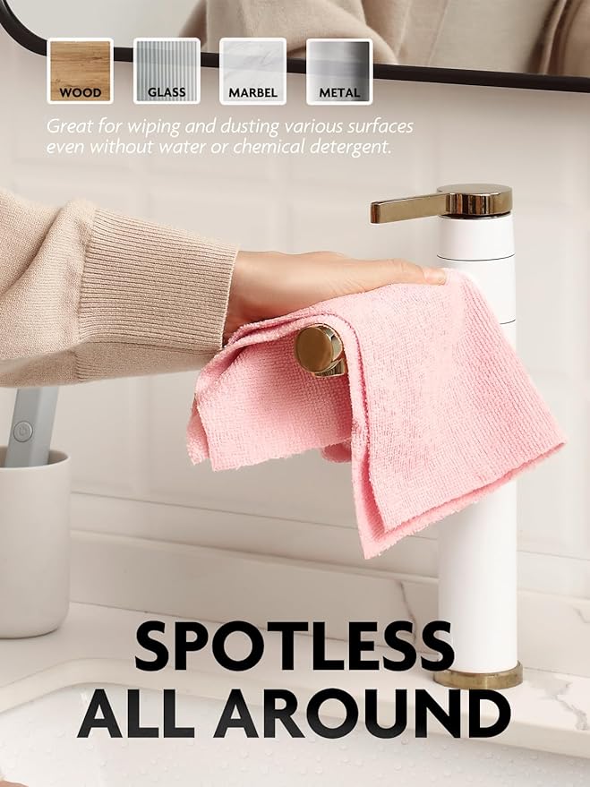 Fantasticlean Microfiber Cleaning Cloth Roll -150 Pack, Tear Away Microfiber Towels, 12" x 12", Reusable, Washable, Ultra Absorbent Dishcloth for Home Supplies, Car, Pet, Kitchen (2 Rolls of Pink)