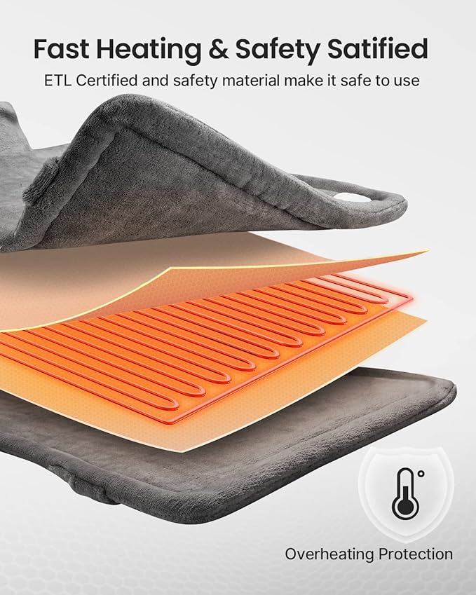 RENPHO Mothers Day Gifts, Electric Heating Pad - 6 Heat Levels for Neck, Shoulder, and Back, Weighted Pad for Snug Fit - Machine Washable, ETL Safety Certified for Cold Nights and Winter, FSA Eligible