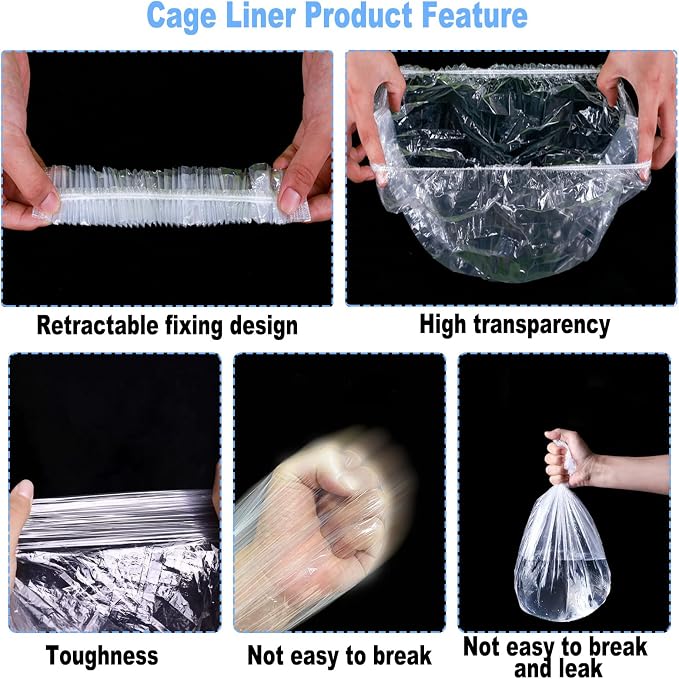 30 Pcs Large Rabbit Cage Liner Disposable Bunny Cage Liner Bag 34'' X 22''- Clear Elastic Pet Toilet Film Small Animal Tray Covers for Bunnies Ferrets Chinchillas Birds - Leak Proof & No Mess