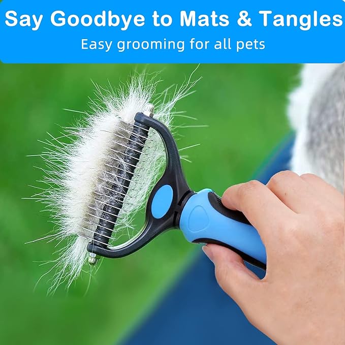Pet Grooming Rake, Dog Undercoat Rake Cats Shedding Brush Double-Sided Deshedding Dematting Tool Brushes Comb for Dogs & Cats to Easy Remove Undercoat Mats Tangle