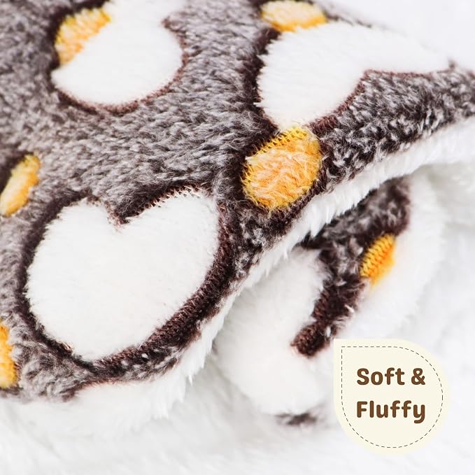 2 Pcs Bunny Bed, Washable Rabbit Bed, Double-Sided Fleece Sleeping Pad for Guinea Pig, Dwarf Rabbit, Chinchilla, Ferret, Hamster, Warm Small Animal Cage Mat, 13x10in, Brown Heart
